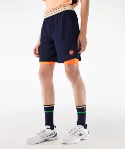 Lacoste Tennis>Herren Sport French Open Edition Shorts Navy Blau / Orange 7Yd