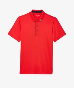 Lacoste Golf>Herren Sport Golf-Poloshirt Aus Jersey Rot / Navy Blau Sh3