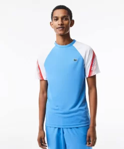 Lacoste Tennis>Herren Sport T-Shirt Mit Logostreifen Blau / Weis Xgi