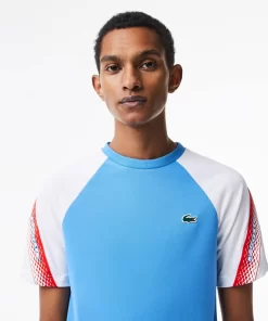 Lacoste Tennis>Herren Sport T-Shirt Mit Logostreifen Blau / Weis Xgi