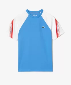 Lacoste Tennis>Herren Sport T-Shirt Mit Logostreifen Blau / Weis Xgi