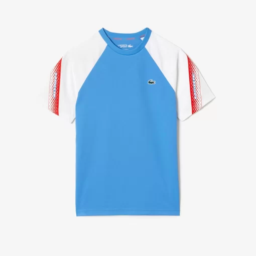 Lacoste Tennis>Herren Sport T-Shirt Mit Logostreifen Blau / Weis Xgi