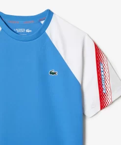 Lacoste Tennis>Herren Sport T-Shirt Mit Logostreifen Blau / Weis Xgi