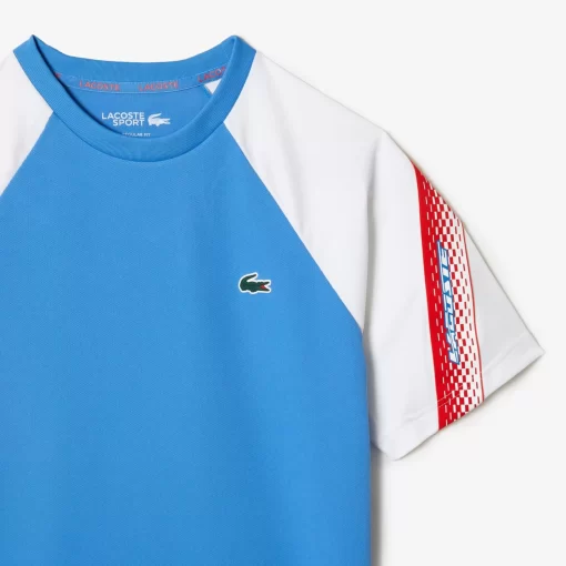 Lacoste Tennis>Herren Sport T-Shirt Mit Logostreifen Blau / Weis Xgi