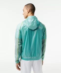 Lacoste Fitnessstudio & Training>Herren Sport Wasserfeste Windjacke Mit Kapuze Grun / Hellgrun / Gelb Br8