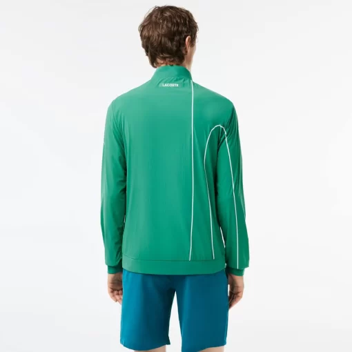 Lacoste Tennis>Herren Sport X Novak Djokovic Jacke Grun / Weis Faf