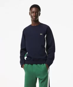 Lacoste Sweatshirts>Herren Sweatshirt Aus Aufgerautem Fleece Mit Colourblock Navy Blau / Grun / Weis Yun