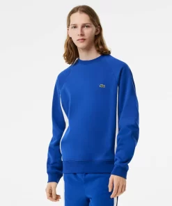 Lacoste Sweatshirts>Herren Sweatshirt Aus Aufgerautem Fleece Mit Colourblock Blau / Navy Blau / Weis Cjl