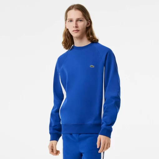 Lacoste Sweatshirts>Herren Sweatshirt Aus Aufgerautem Fleece Mit Colourblock Blau / Navy Blau / Weis Cjl