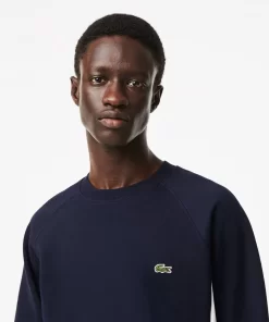 Lacoste Sweatshirts>Herren Sweatshirt Aus Aufgerautem Fleece Mit Colourblock Navy Blau / Grun / Weis Yun