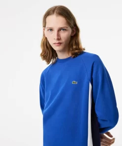 Lacoste Sweatshirts>Herren Sweatshirt Aus Aufgerautem Fleece Mit Colourblock Blau / Navy Blau / Weis Cjl