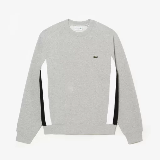 Lacoste Sweatshirts>Herren Sweatshirt Aus Aufgerautem Fleece Mit Colourblock Heidekraut Grau / Schwarz / Weis Sj1