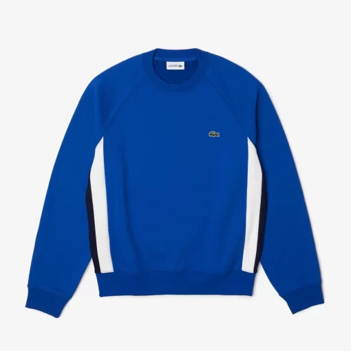 Lacoste Sweatshirts>Herren Sweatshirt Aus Aufgerautem Fleece Mit Colourblock Blau / Navy Blau / Weis Cjl