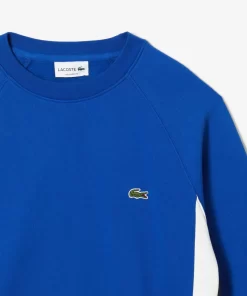 Lacoste Sweatshirts>Herren Sweatshirt Aus Aufgerautem Fleece Mit Colourblock Blau / Navy Blau / Weis Cjl