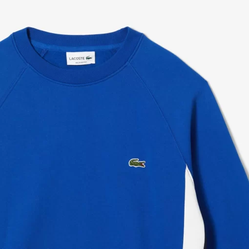 Lacoste Sweatshirts>Herren Sweatshirt Aus Aufgerautem Fleece Mit Colourblock Blau / Navy Blau / Weis Cjl