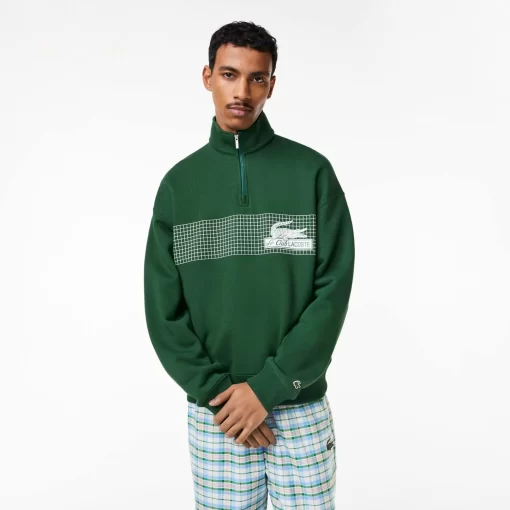 Lacoste Sweatshirts>Herren Sweatshirt Aus Bio-Baumwolle Mit Reisverschlusskragen Grun 132