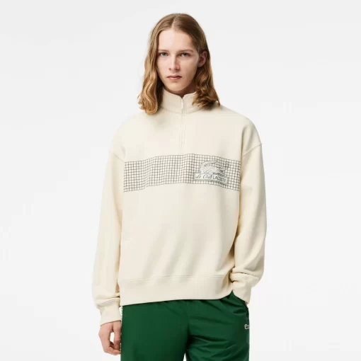 Lacoste Sweatshirts>Herren Sweatshirt Aus Bio-Baumwolle Mit Reisverschlusskragen Creme Xfj