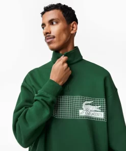 Lacoste Sweatshirts>Herren Sweatshirt Aus Bio-Baumwolle Mit Reisverschlusskragen Grun 132