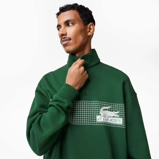 Lacoste Sweatshirts>Herren Sweatshirt Aus Bio-Baumwolle Mit Reisverschlusskragen Grun 132