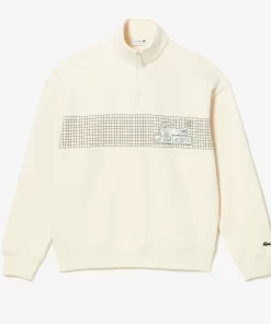 Lacoste Sweatshirts>Herren Sweatshirt Aus Bio-Baumwolle Mit Reisverschlusskragen Creme Xfj