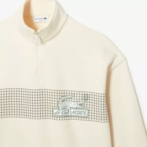 Lacoste Sweatshirts>Herren Sweatshirt Aus Bio-Baumwolle Mit Reisverschlusskragen Creme Xfj