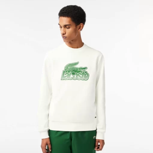 Lacoste Sweatshirts>Herren Sweatshirt Aus Fleece Mit Rundhals Weis 70V