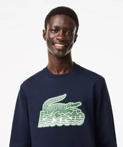 Lacoste Sweatshirts>Herren Sweatshirt Aus Fleece Mit Rundhals Navy Blau 166