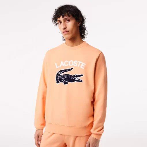 Lacoste Sweatshirts>Herren Sweatshirt Mit Krokodil-Aufdruck Hell Orange Heb