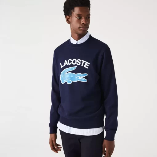 Lacoste Sweatshirts>Herren Sweatshirt Mit Krokodil-Aufdruck Navy Blau 166