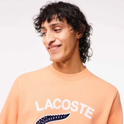 Lacoste Sweatshirts>Herren Sweatshirt Mit Krokodil-Aufdruck Hell Orange Heb