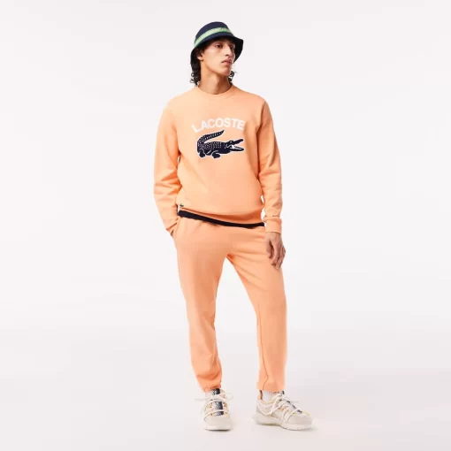 Lacoste Sweatshirts>Herren Sweatshirt Mit Krokodil-Aufdruck Hell Orange Heb