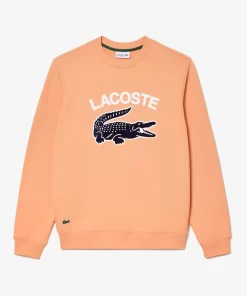 Lacoste Sweatshirts>Herren Sweatshirt Mit Krokodil-Aufdruck Hell Orange Heb