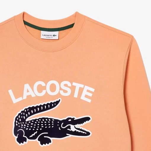 Lacoste Sweatshirts>Herren Sweatshirt Mit Krokodil-Aufdruck Hell Orange Heb