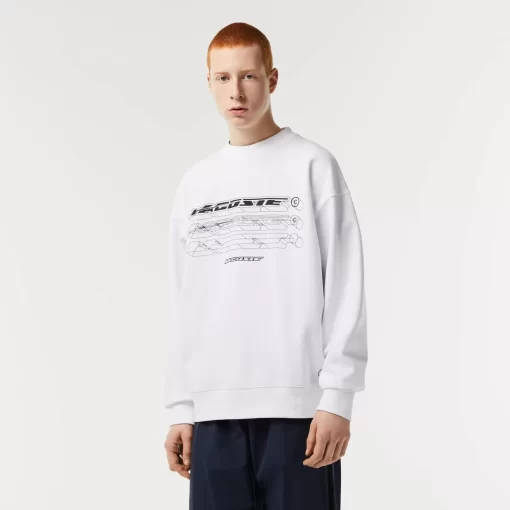 Lacoste Sweatshirts>Herren Sweatshirt Mit Logo Im Lockeren Schnitt Weis 001