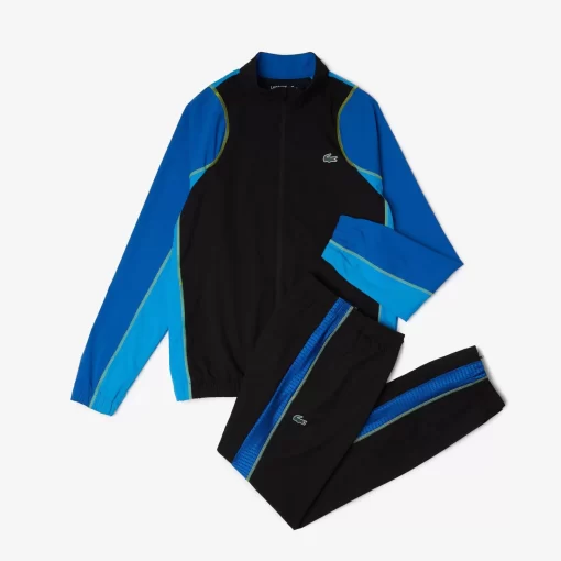 Lacoste Tennis>Herren Tennis Jogger-Set Schwarz / Blau / Gelb Ayf