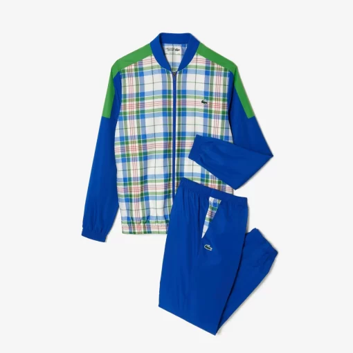 Lacoste Tennis>Herren Tennis Jogger-Set Mit Karomuster Weis / Grun / Blau Uif