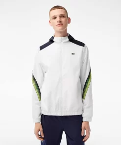 Lacoste Tennis>Herren Tennis Kapuzenjacke Aus Recyceltem Polyester Weis / Navy Blau / Gelb / Navy Blau / Gelb X1I