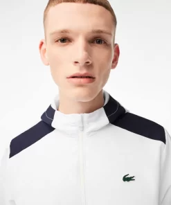 Lacoste Tennis>Herren Tennis Kapuzenjacke Aus Recyceltem Polyester Weis / Navy Blau / Gelb / Navy Blau / Gelb X1I