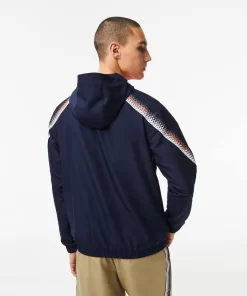 Lacoste Tennis>Herren Tennis Kapuzenjacke Aus Recyceltem Polyester Navy Blau / Orange / Weis / Orange / Weis Ag4