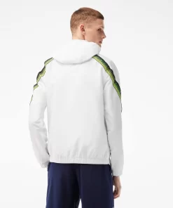 Lacoste Tennis>Herren Tennis Kapuzenjacke Aus Recyceltem Polyester Weis / Navy Blau / Gelb / Navy Blau / Gelb X1I