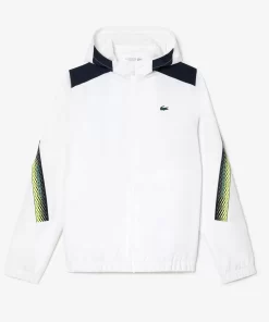 Lacoste Tennis>Herren Tennis Kapuzenjacke Aus Recyceltem Polyester Weis / Navy Blau / Gelb / Navy Blau / Gelb X1I