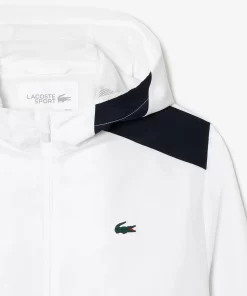 Lacoste Tennis>Herren Tennis Kapuzenjacke Aus Recyceltem Polyester Weis / Navy Blau / Gelb / Navy Blau / Gelb X1I