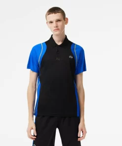 Lacoste Tennis>Herren Tennis Poloshirt Aus Recyceltem Polyester Schwarz / Blau / Gelb Xis