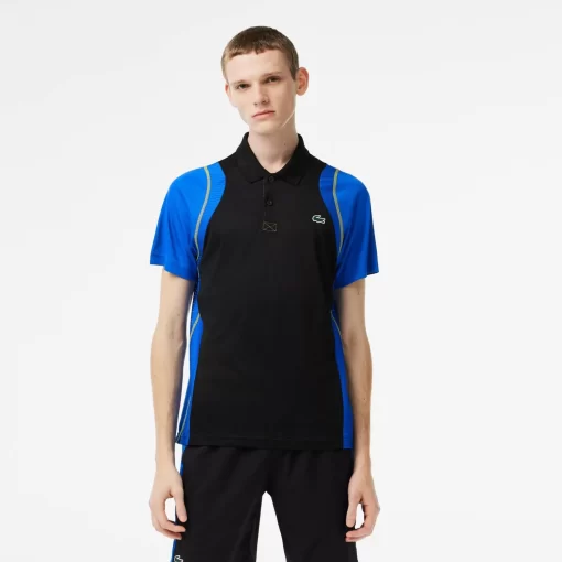 Lacoste Tennis>Herren Tennis Poloshirt Aus Recyceltem Polyester Schwarz / Blau / Gelb Xis