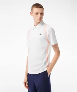 Lacoste Tennis>Herren Tennis Poloshirt Aus Recyceltem Polyester Weis / Orange Xit