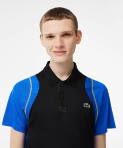 Lacoste Tennis>Herren Tennis Poloshirt Aus Recyceltem Polyester Schwarz / Blau / Gelb Xis