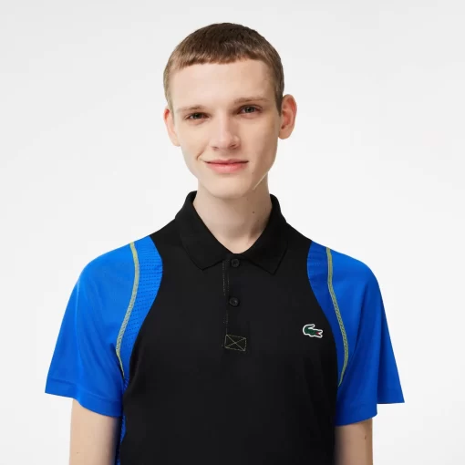 Lacoste Tennis>Herren Tennis Poloshirt Aus Recyceltem Polyester Schwarz / Blau / Gelb Xis