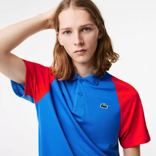 Lacoste Tennis>Herren Tennis Poloshirt Aus Recyceltem Polyester Blau / Rot / Blau Xfi