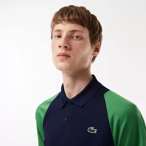 Lacoste Tennis>Herren Tennis Poloshirt Aus Recyceltem Polyester Navy Blau / Grun / Gelb Xi0