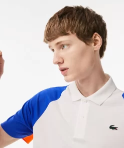 Lacoste Tennis>Herren Tennis Poloshirt Aus Recyceltem Polyester Weis / Blau / Orange 9Tg